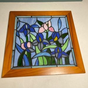 Stained Glass Art In Frame vintage art piece